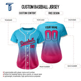 Custom Blue-Rose Gradient Button Down Baseball Jersey for Women